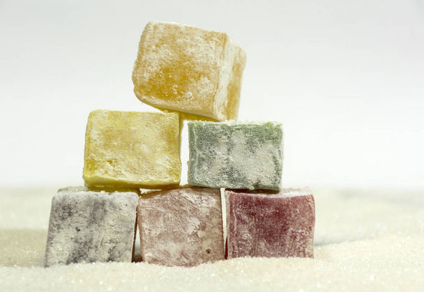 pyramid of Oriental sweets, candies, marmalade, meal, sugar, del - Photo, Image