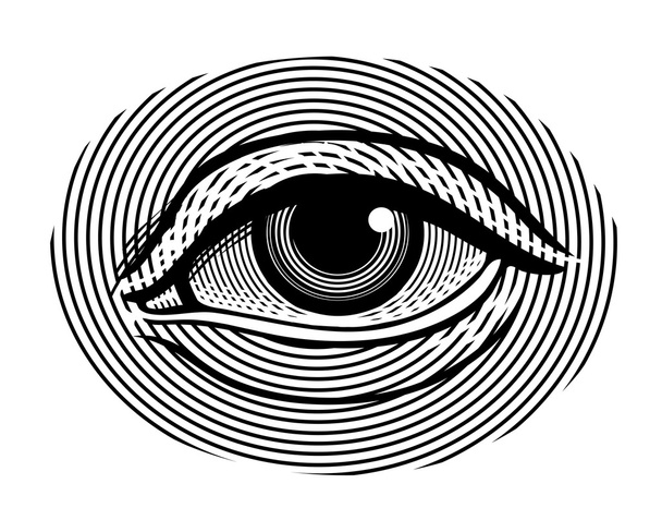 Ilustración vectorial del ojo humano en estilo grabado vintage - Vector, Imagen