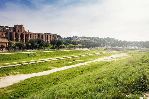 Wide view of the remains of the Circus Maximus of Rome - Photo, Image