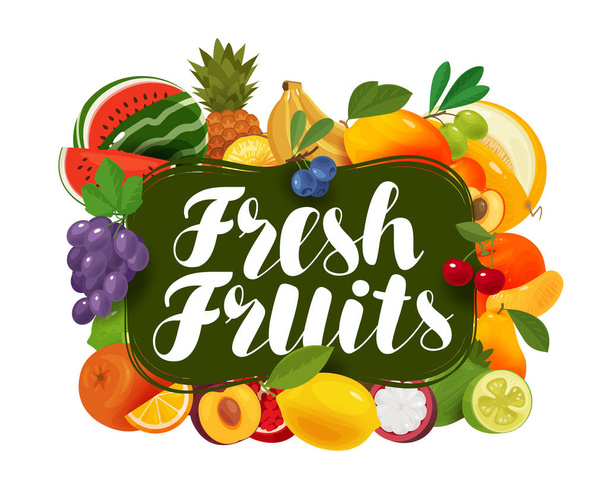 Fresh fruits. Natural food, greengrocery concept. Vector illustration - ベクター画像