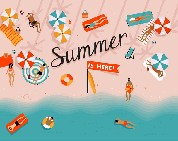 Summer beach vector illustration - Вектор,изображение
