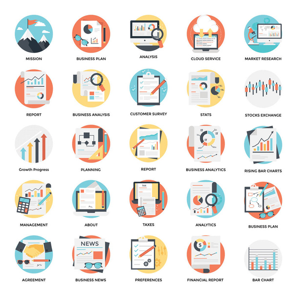 Business analyse en rapporten platte Vector Icons - Vector, afbeelding