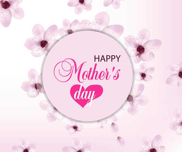 Light background Mothers day with cherry flowers. Design for posters, banners or cards. Vector - Вектор, зображення