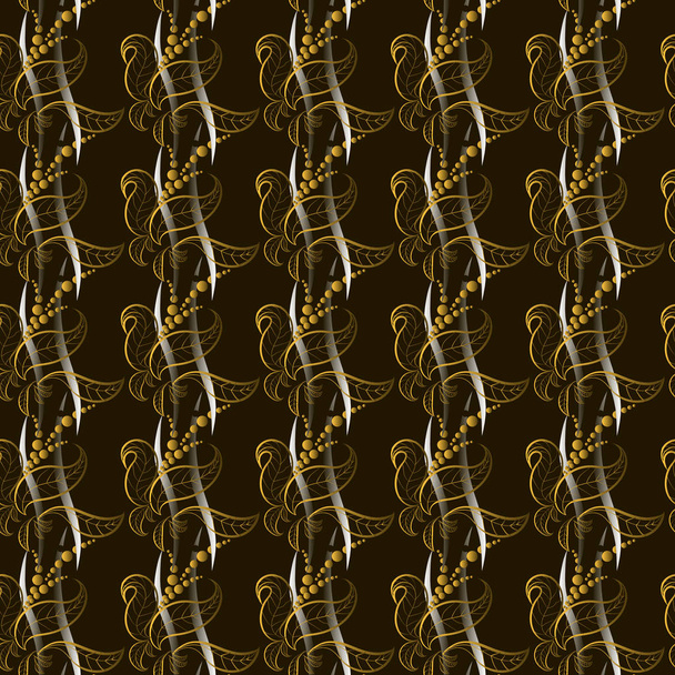 Wallpaper golden leaves on a black background with vertical waves - Vektor, Bild