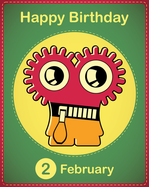 Joyeux anniversaire carte avec monstre dessin animé mignon, vecteur
 - Vecteur, image