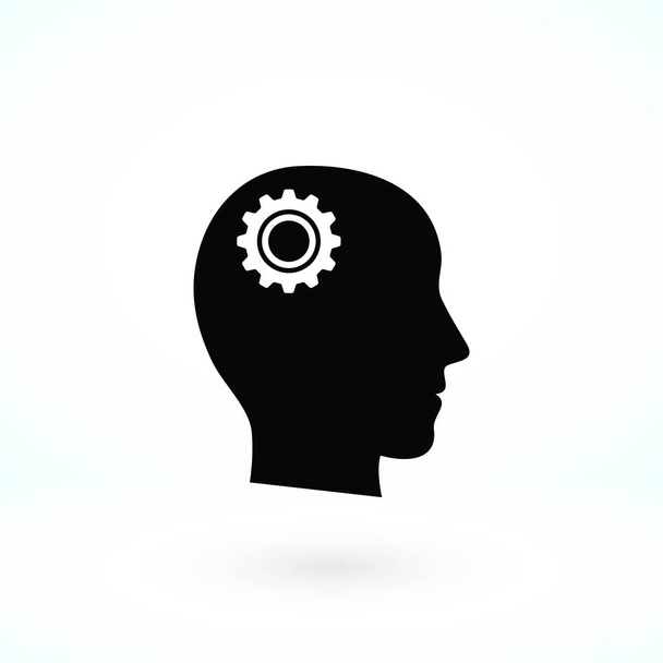 Pictograph of gear in head icon - Vector, Image