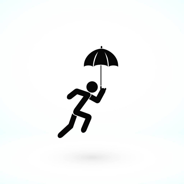 A person with an umbrella icon - Vector, Image