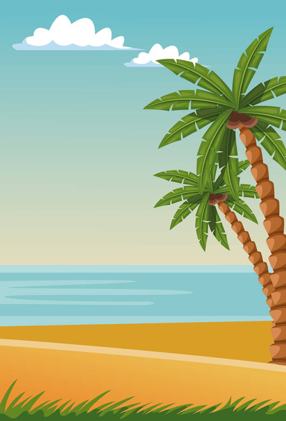 Dibujos animados de verano y playa
 - Vector, imagen