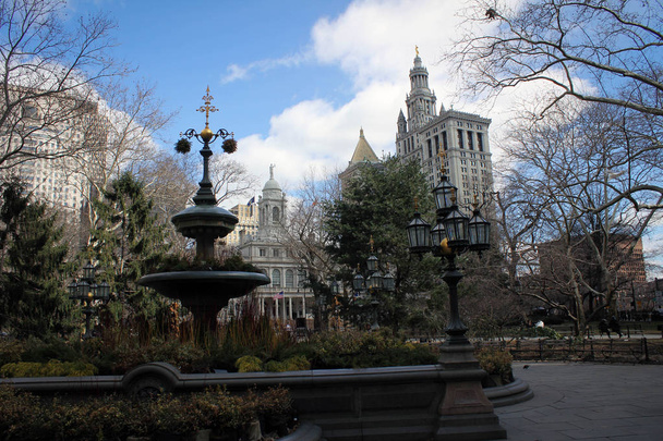 City Hall and park view, New York City, USA - Фото, зображення