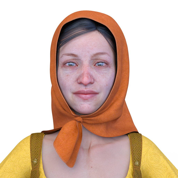 A woman covered with scarf/3D CG rendering of a woman covered with scarf. - Fotografie, Obrázek