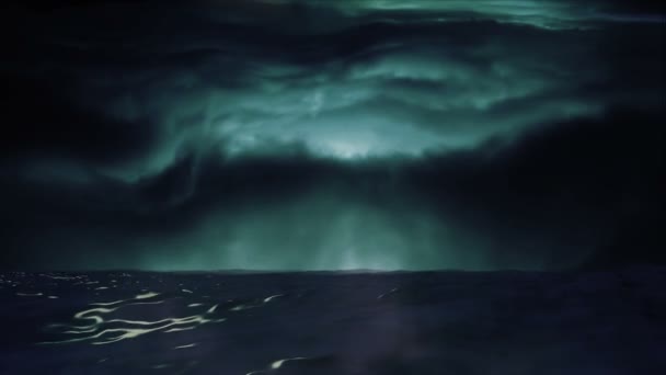 blauer Ozeanblick mit stürmischen Wolken am Horizont - Filmmaterial, Video