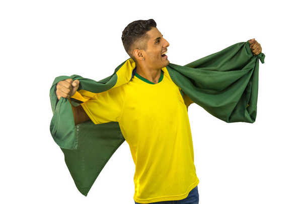 Brazilian fan soccer vibrant person - Fotografie, Obrázek