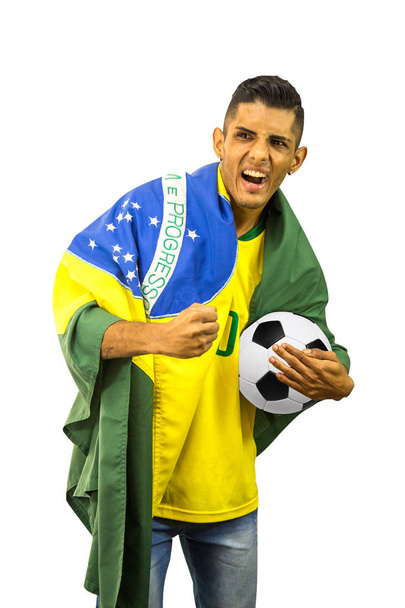 Brazilian fan soccer vibrant person - 写真・画像