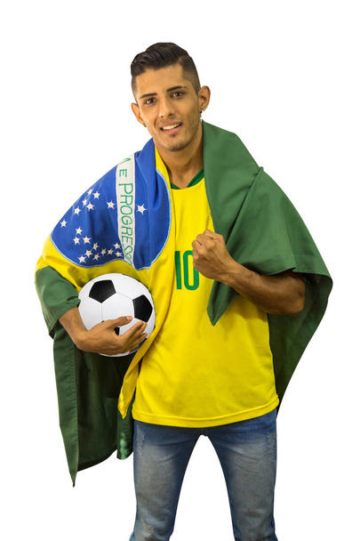 Brazilian fan soccer vibrant person - Фото, изображение