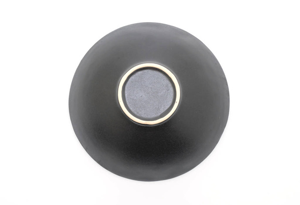 black plate and bowl isolated on white background - Foto, Imagem