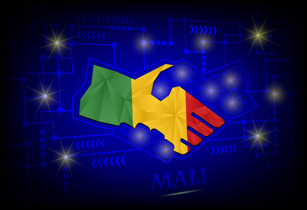 Logo handshake z vlajky Mali. - Vektor, obrázek