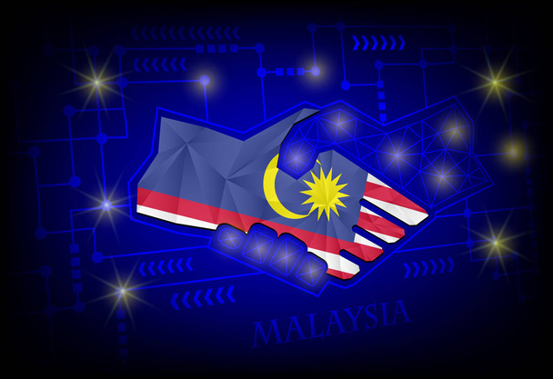 マレーシアの国旗から作られた握手ロゴ. - ベクター画像