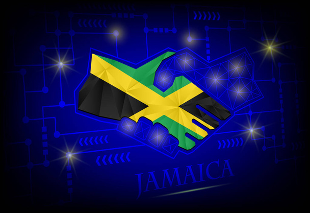 Handdruk logo gemaakt van de vlag van Jamaica. - Vector, afbeelding
