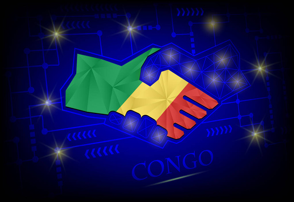 Logo handshake z vlajky Konga. - Vektor, obrázek