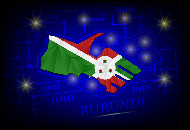 Logo de poignée de main fabriqué à partir du drapeau du Burundi. - Vecteur, image