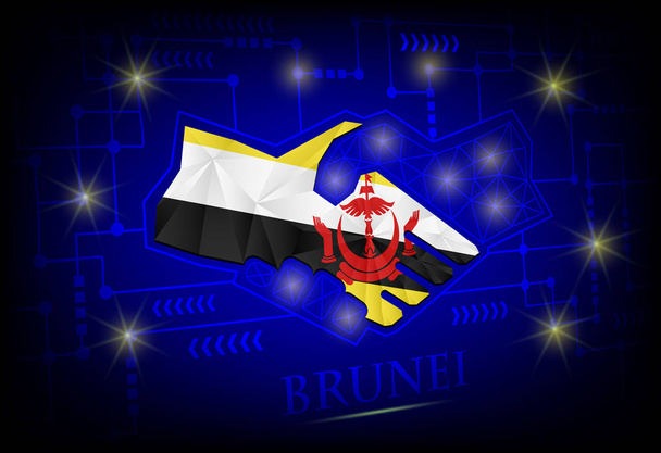 Handdruk logo gemaakt van de vlag van Brunei . - Vector, afbeelding