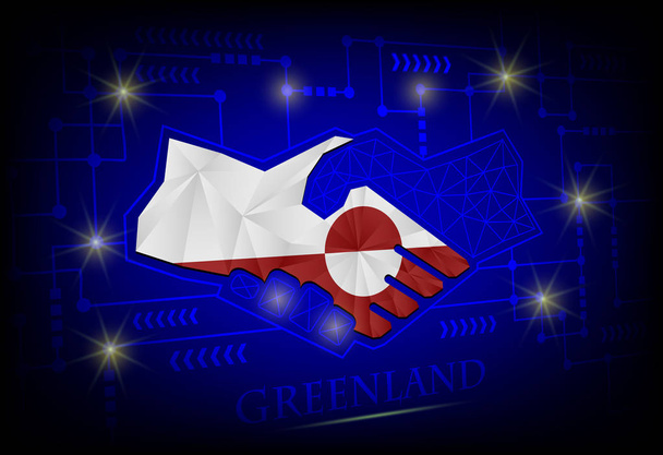 Handdruk logo gemaakt van de vlag van Groenland. - Vector, afbeelding