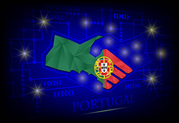 Logo de poignée de main fabriqué à partir du drapeau du Portugal. - Vecteur, image