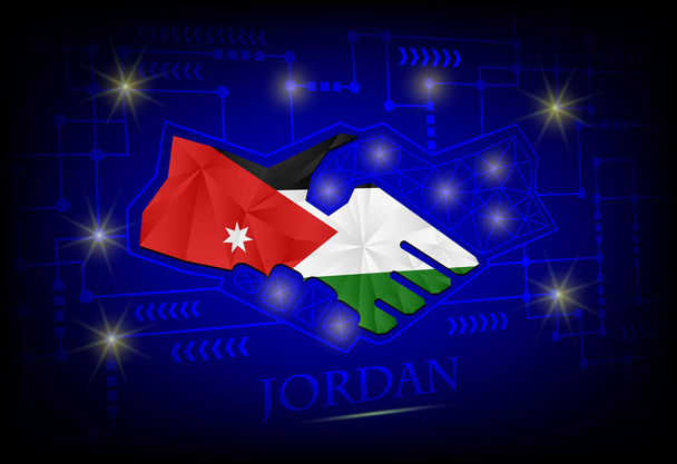 Handdruk logo gemaakt van de vlag van Jordanië. - Vector, afbeelding