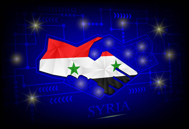 Logo de poignée de main fabriqué à partir du drapeau de la Syrie. - Vecteur, image
