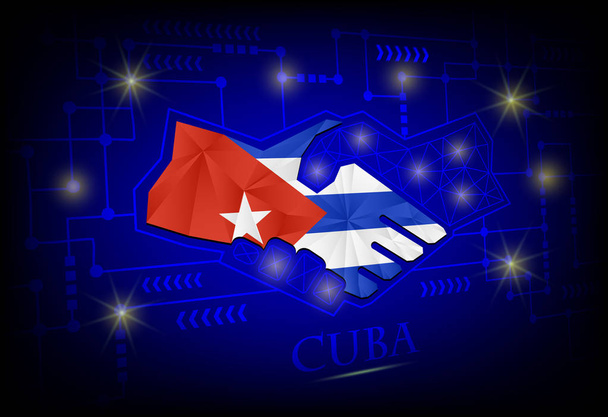 Kuuban lipusta valmistettu kättelylogo. - Vektori, kuva