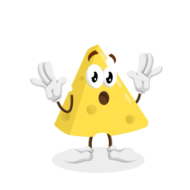 Cheese mascot and background surprise pose with flat design style for your logo or mascot branding - Vector, afbeelding