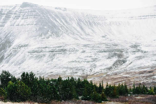 Scenic snowy mountain landscape. Westfjords of Iceland  - Φωτογραφία, εικόνα
