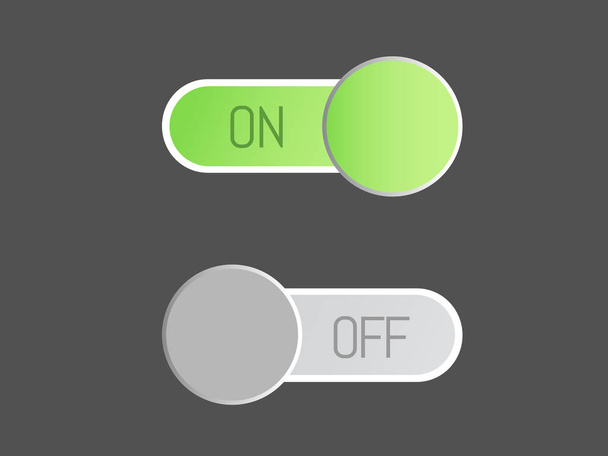 フラット ベクトル アイコンとオフ切り替えスイッチ ボタン - ベクター画像
