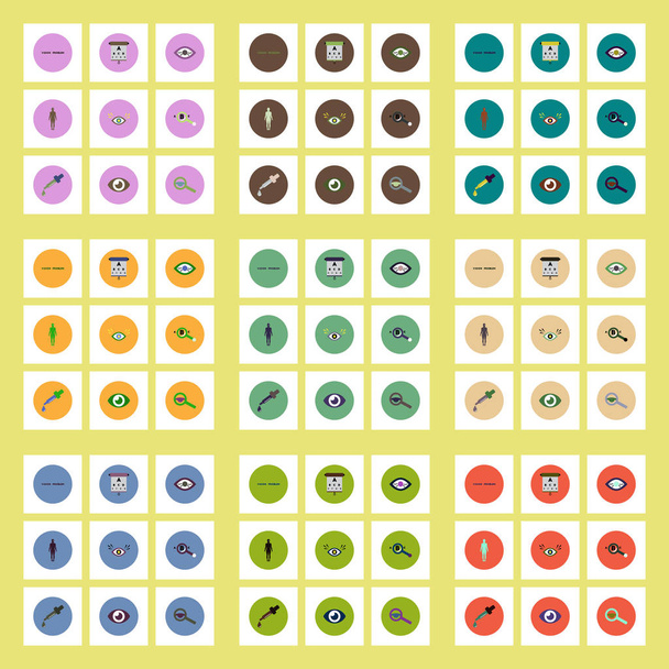 set of vision problems icons in colorful circles  - Διάνυσμα, εικόνα