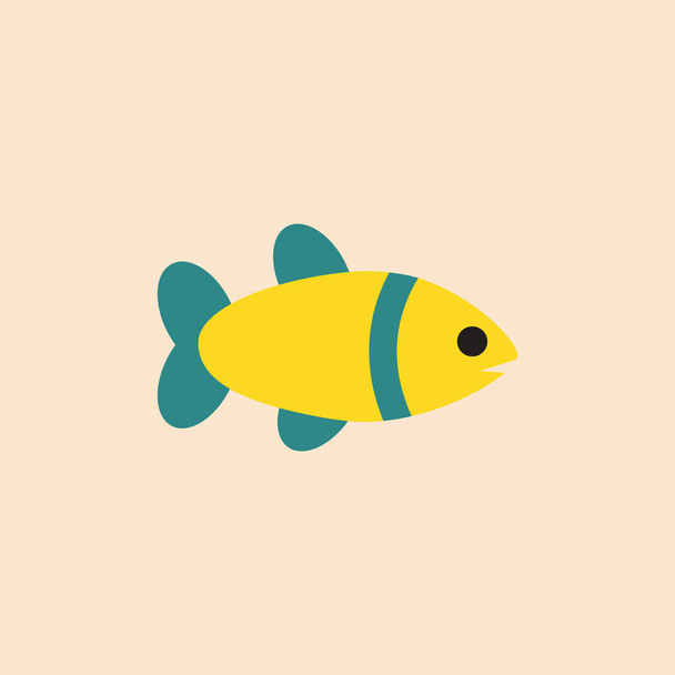 Vector aquarium fish silhouette illustration. Colorful cartoon flat aquarium fish icon for your design. - Vector, Image