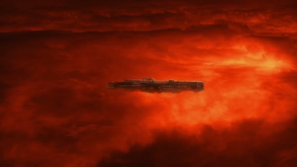 Spaceship In Raging Atmosphere Above Red Planet - Footage, Video