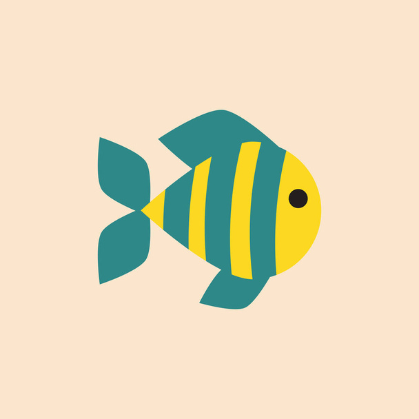 Vector aquarium fish silhouette illustration. Colorful cartoon flat aquarium fish icon for your design. - Wektor, obraz