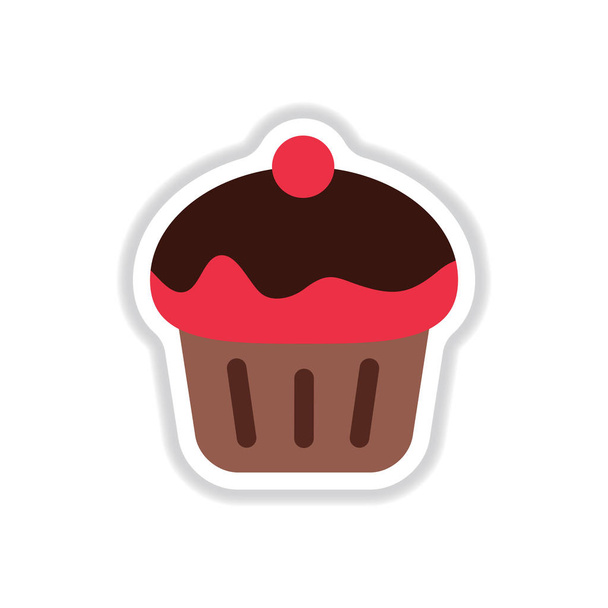 Cupcake dessert in simple flat style - Vektor, kép
