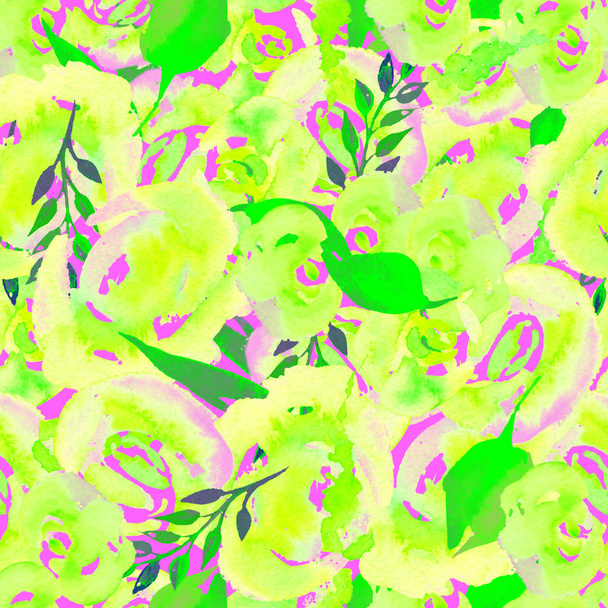 Watercolor Floral Repeat Pattern. Can be used as a Print for Fabric, Background for Wedding Invitation - Fotó, kép