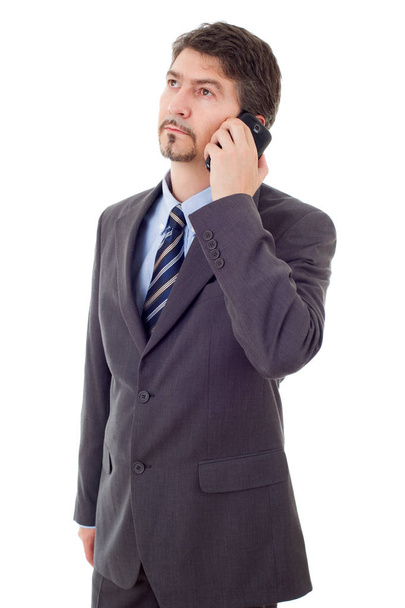 happy business man on the phone, isolated - 写真・画像