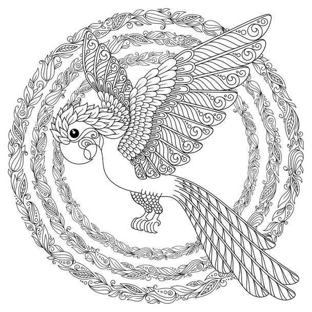 Vector fantasy stylized cockatoo jungle parrot silhouette. - Vetor, Imagem