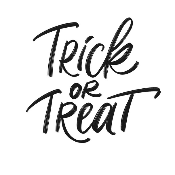 Trick or Treat challigraphy, isolated on white background. Halloween invitation and greeting. - Foto, afbeelding