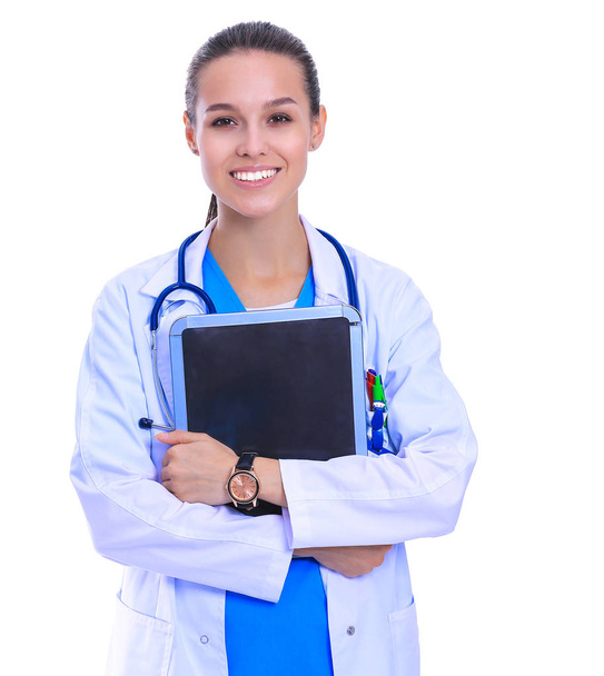 Beautiful young female with tablet computer. Woman doctors - Fotó, kép