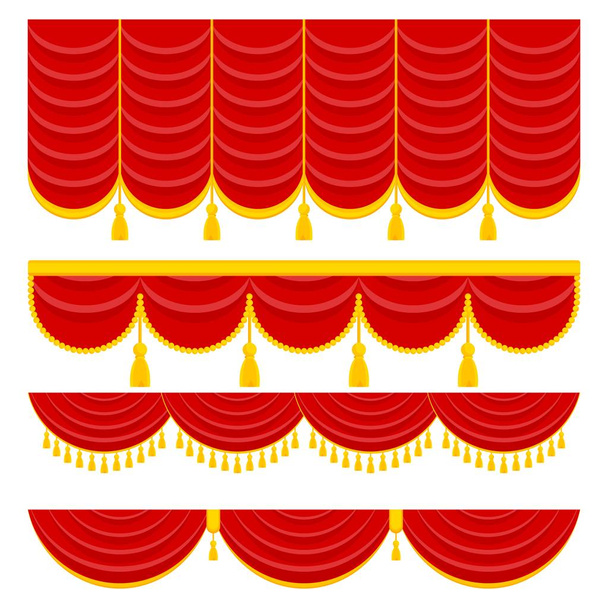 Lambrequin and pelmet for red curtains - Vector, Image