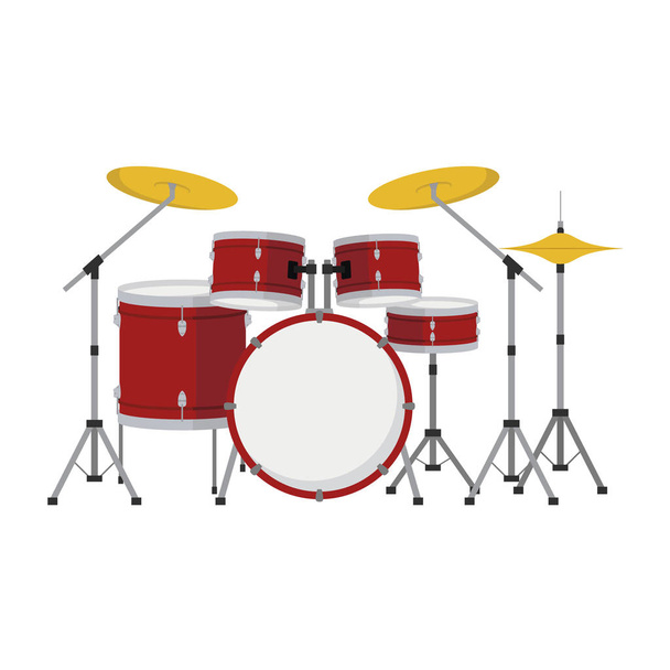 Векторная иллюстрация набора барабанов в мультяшном стиле на белом фоне
 - Вектор,изображение
