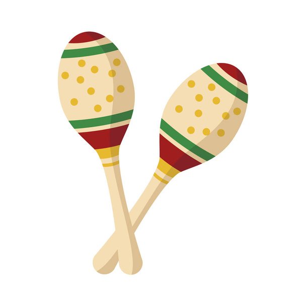 Vector illustration of maracas in cartoon style isolated on white background - Vector, Image