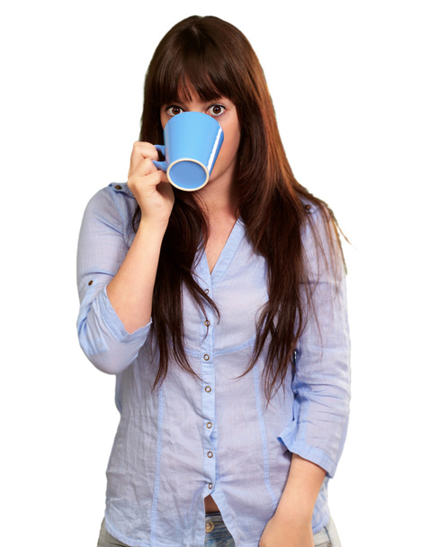 Woman Drinking From Cup - Foto, Imagen