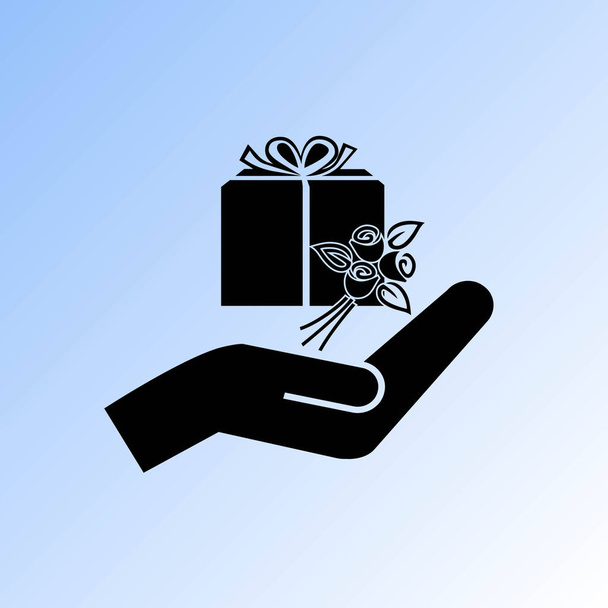 gift and hand vector icon - Vector, Image