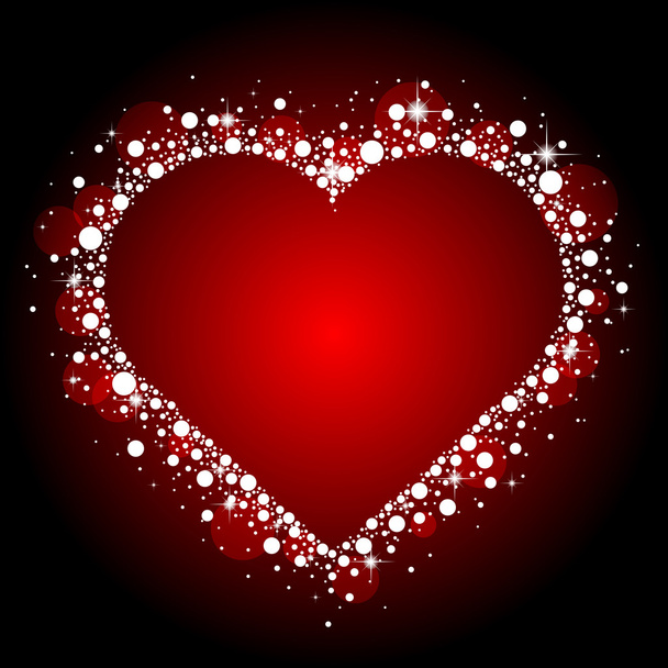 Vector red frame with shiny heart - Вектор,изображение