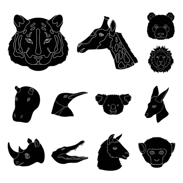 Wild animal black icons in set collection for design. Mammal and bird vector symbol stock web illustration. - Vettoriali, immagini